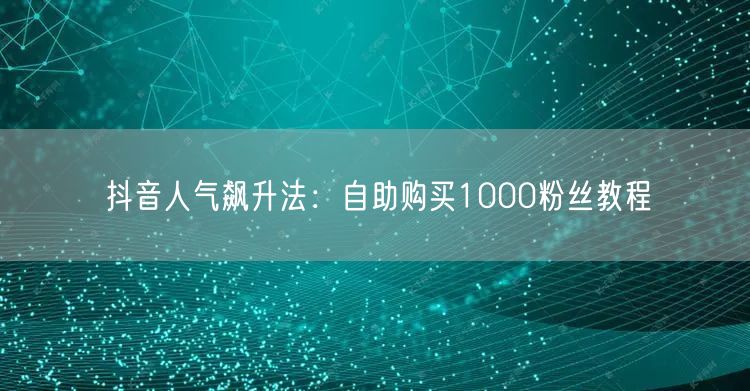 抖音人气飙升法:自助购买1000粉丝教程