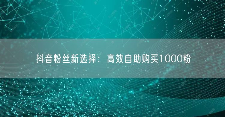 抖音粉丝新选择:高效自助购买1000粉