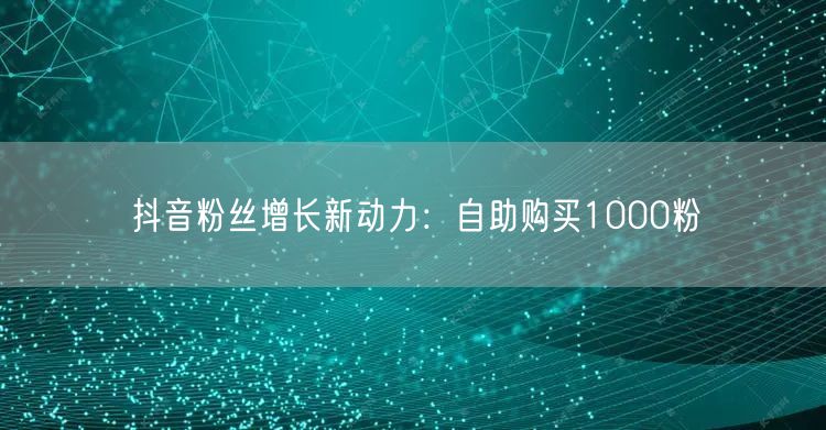 抖音粉丝增长新动力:自助购买1000粉