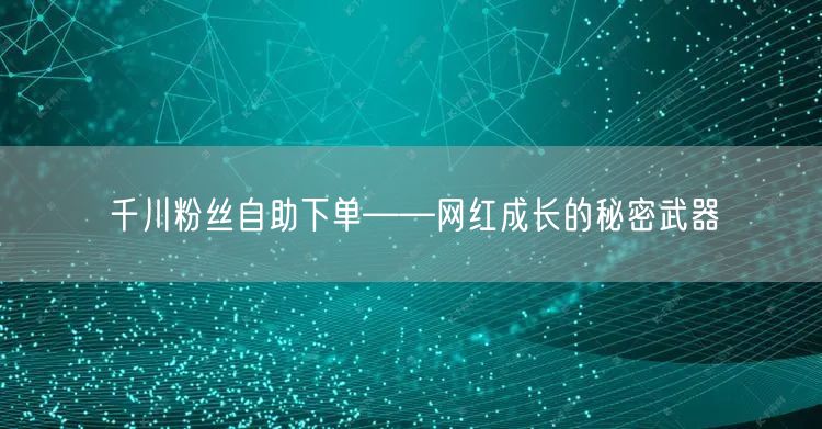 千川粉丝自助下单——网红成长的秘密武器