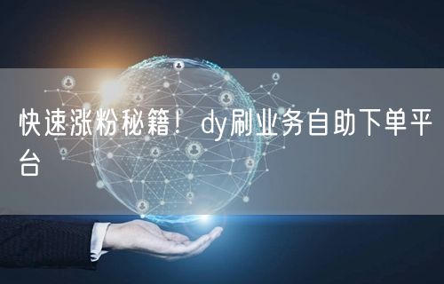 快速涨粉秘籍!dy刷业务自助下单平台