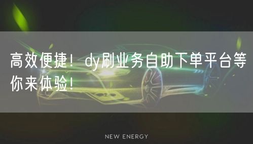 高效便捷!dy刷业务自助下单平台等你来体验!
