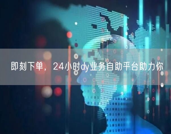 即刻下单，24小时dy业务自助平台助力你