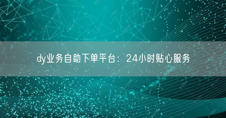 dy业务自助下单平台：24小时贴心服务