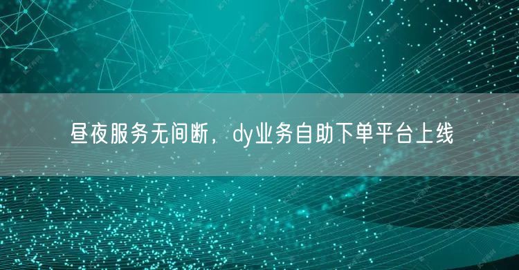 昼夜服务无间断，dy业务自助下单平台上线