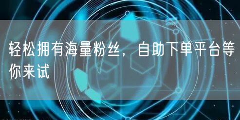轻松拥有海量粉丝，自助下单平台等你来试
