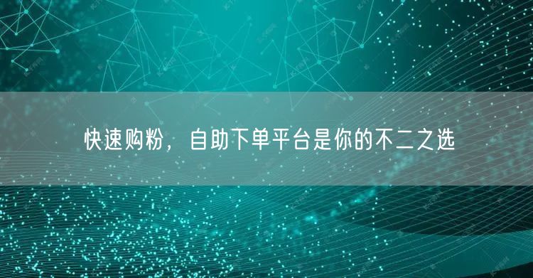 快速购粉，自助下单平台是你的不二之选