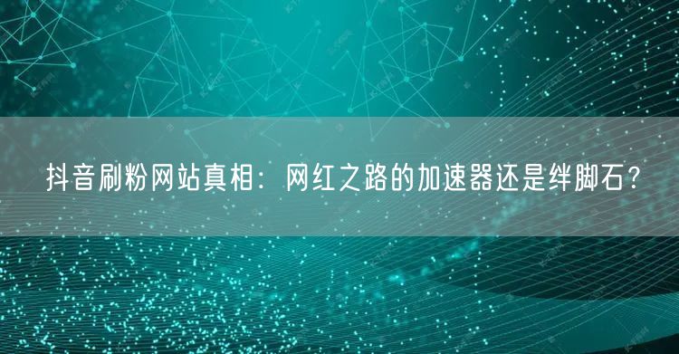抖音刷粉网站真相：网红之路的加速器还是绊脚石？