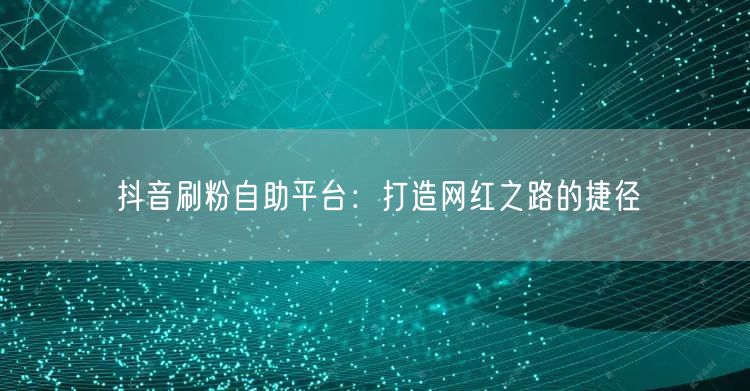 抖音刷粉自助平台：打造网红之路的捷径