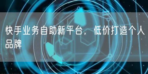 快手业务自助新平台，低价打造个人品牌