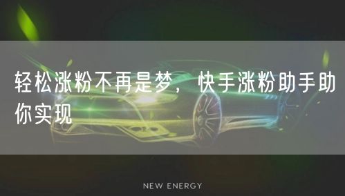 轻松涨粉不再是梦,快手涨粉助手助你实现