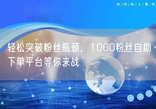 轻松突破粉丝瓶颈,1000粉丝自助下单平台等你来战