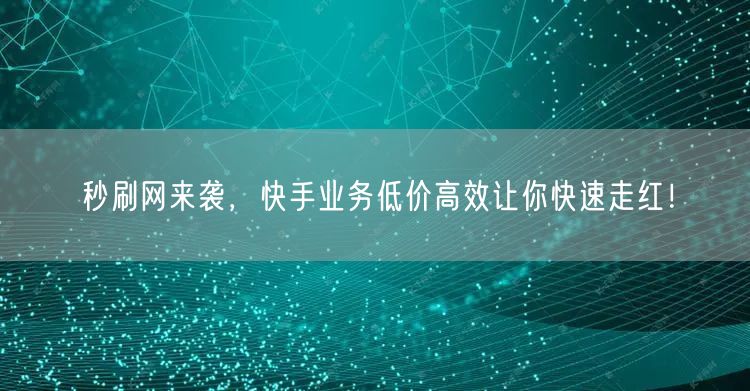 秒刷网来袭，快手业务低价高效让你快速走红！
