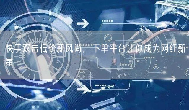 快手双击低价新风尚,下单平台让你成为网红新星