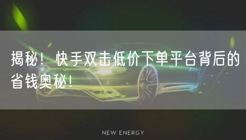 揭秘!快手双击低价下单平台背后的省钱奥秘!