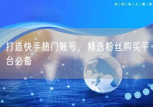 打造快手热门账号，精选粉丝购买平台必备