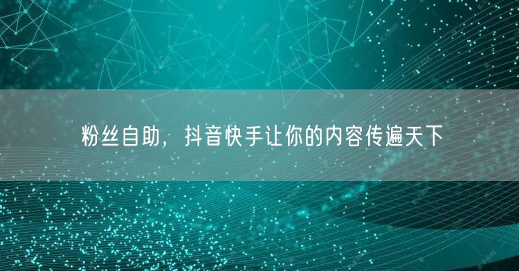 粉丝自助,抖音快手让你的内容传遍天下