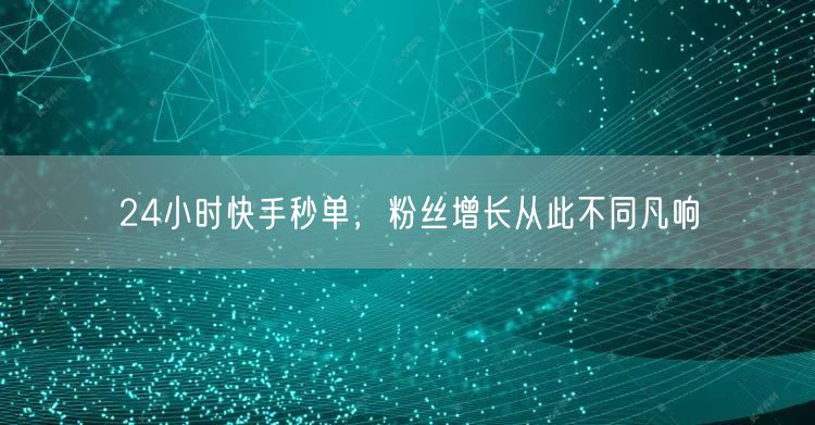 24小时快手秒单，粉丝增长从此不同凡响