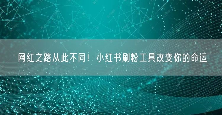 网红之路从此不同！小红书刷粉工具改变你的命运