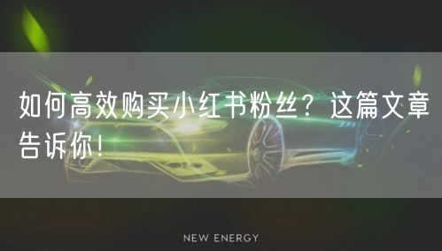 如何高效购买小红书粉丝?这篇文章告诉你!