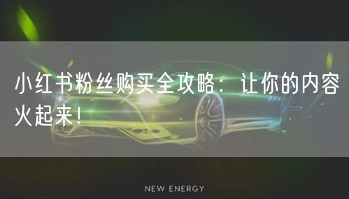小红书粉丝购买全攻略：让你的内容火起来！