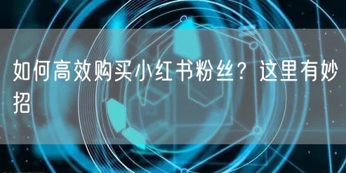 如何高效购买小红书粉丝？这里有妙招