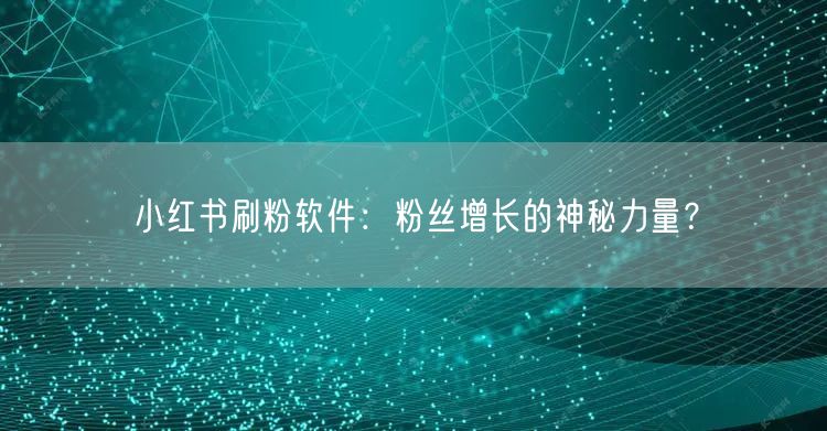 小红书刷粉软件：粉丝增长的神秘力量？