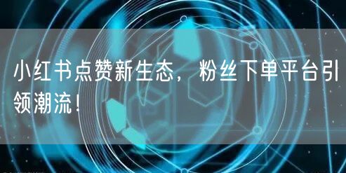 小红书点赞新生态，粉丝下单平台引领潮流！