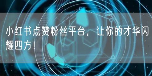 小红书点赞粉丝平台，让你的才华闪耀四方！
