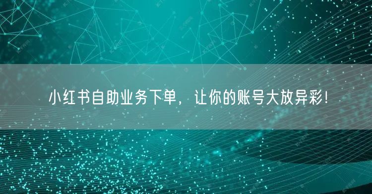 小红书自助业务下单，让你的账号大放异彩！