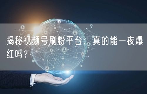 揭秘视频号刷粉平台：真的能一夜爆红吗？