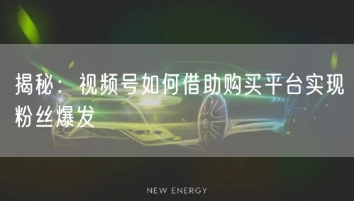 揭秘:视频号如何借助购买平台实现粉丝爆发