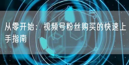从零开始：视频号粉丝购买的快速上手指南