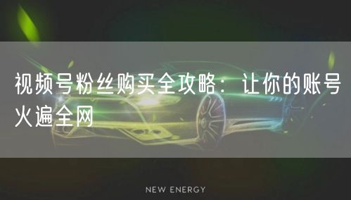 视频号粉丝购买全攻略:让你的账号火遍全网