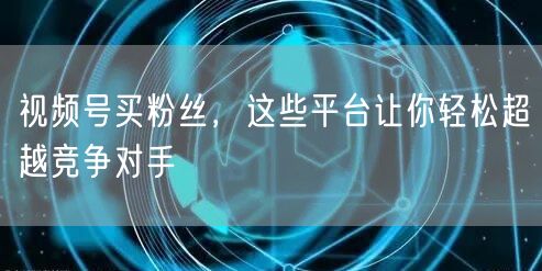 视频号买粉丝,这些平台让你轻松超越竞争对手