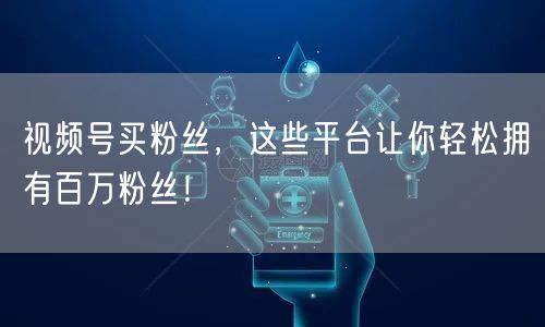 视频号买粉丝,这些平台让你轻松拥有百万粉丝!