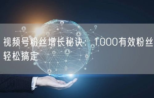 视频号粉丝增长秘诀：1000有效粉丝轻松搞定